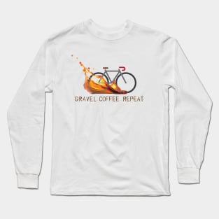 Gravel Coffee Repeat Vector Cycling Design - light background Long Sleeve T-Shirt